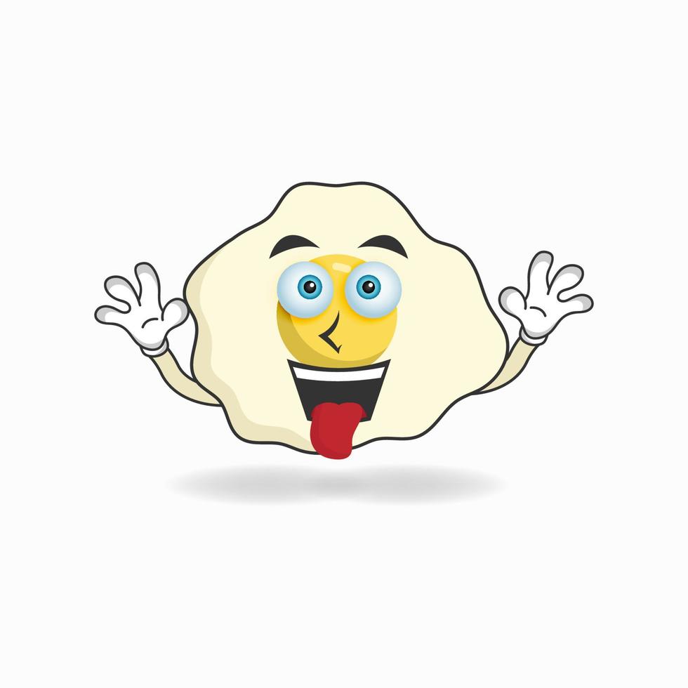 personaje de mascota de huevo con expresión de risa y lengua pegajosa. ilustración vectorial vector