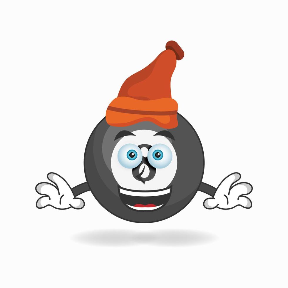 el personaje de la mascota de la bola de billar con un sombrero. ilustración vectorial vector