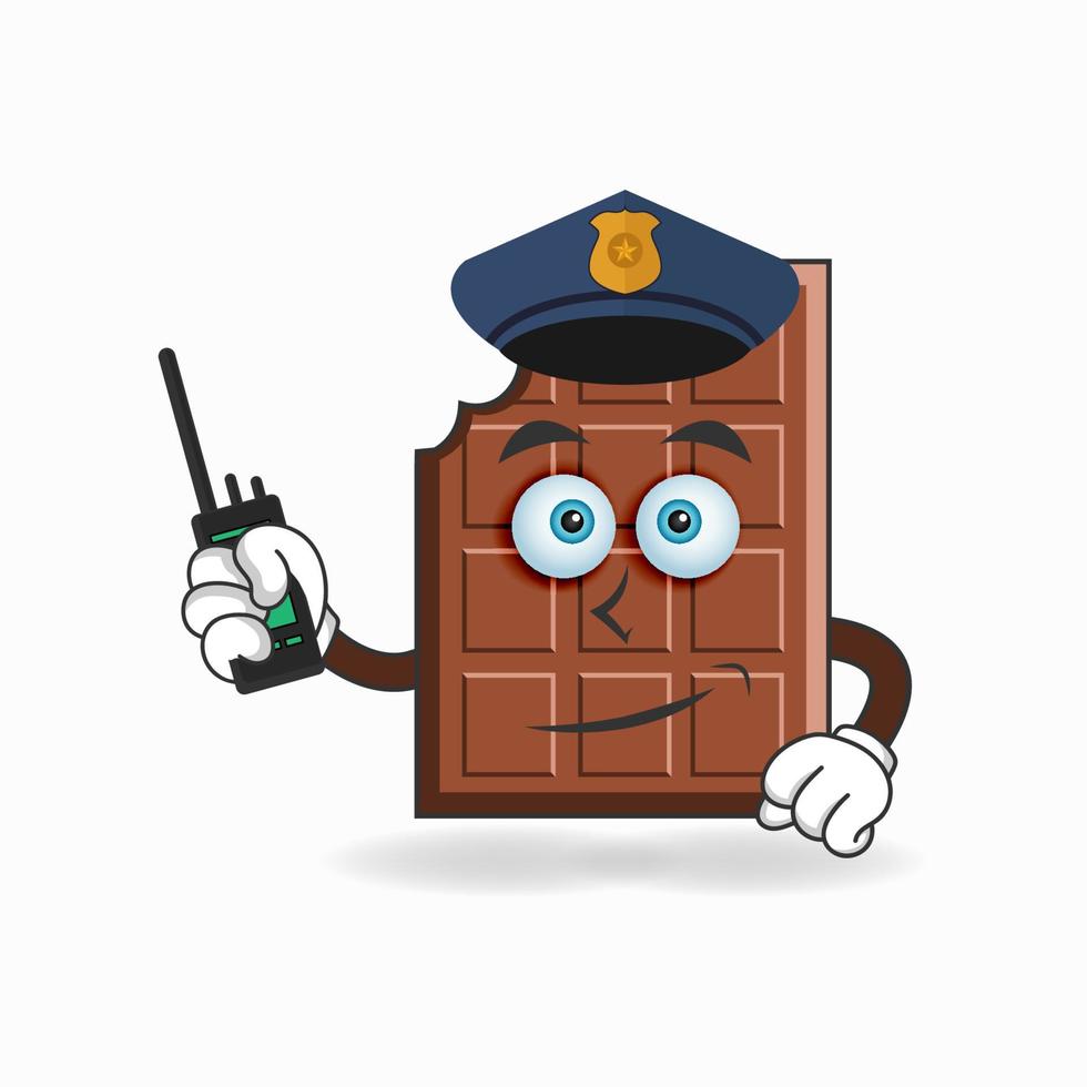 el personaje de la mascota del chocolate se convierte en policía. ilustración vectorial vector