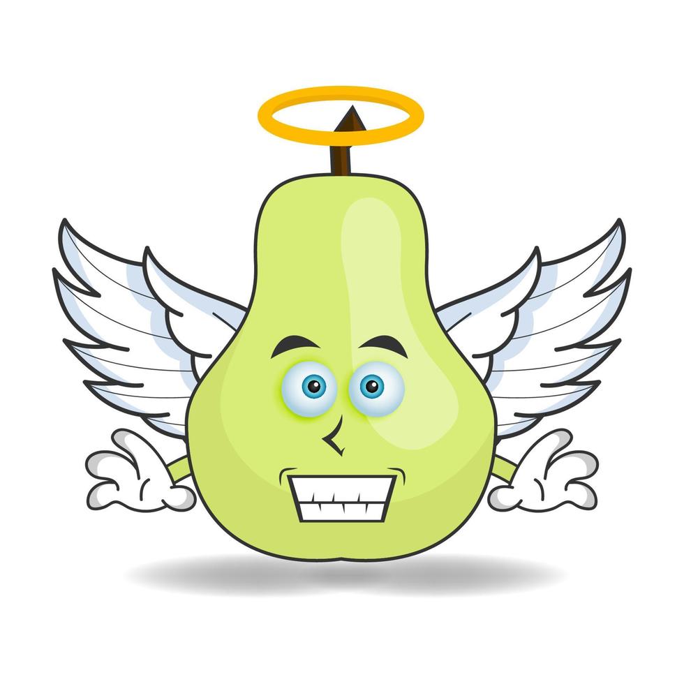 Guava mascot character dressed like an angel. vector illustration