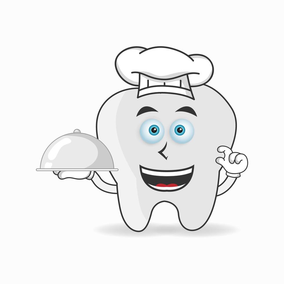The Tooth mascot character becomes a chef. vector illustration