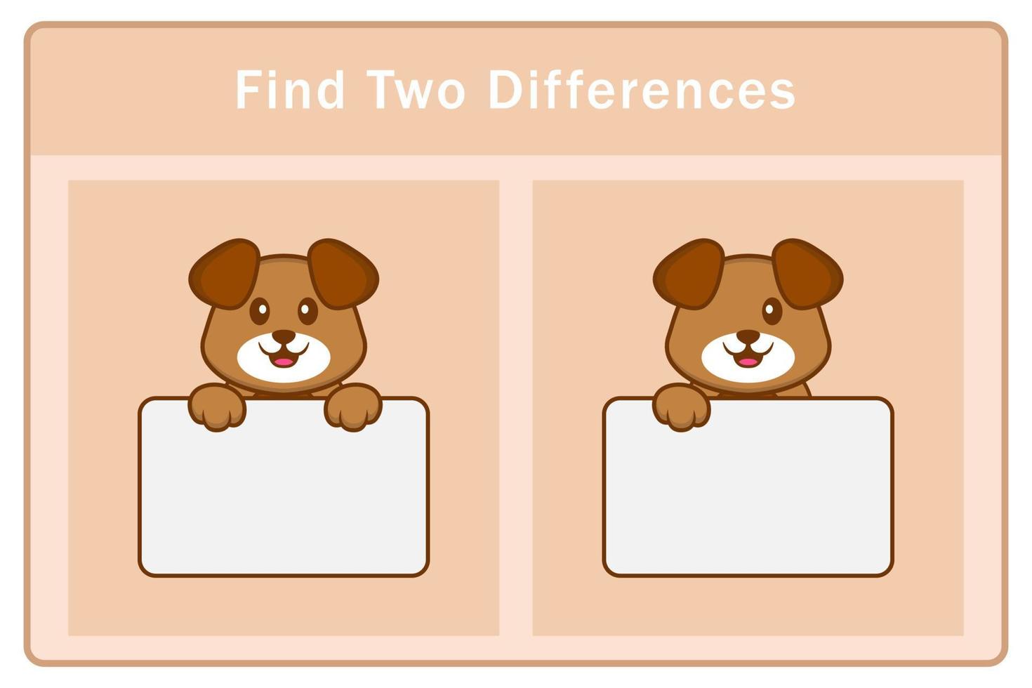 Cute dog cartoon character. Find differences. Educational game for children. Cartoon vector illustration