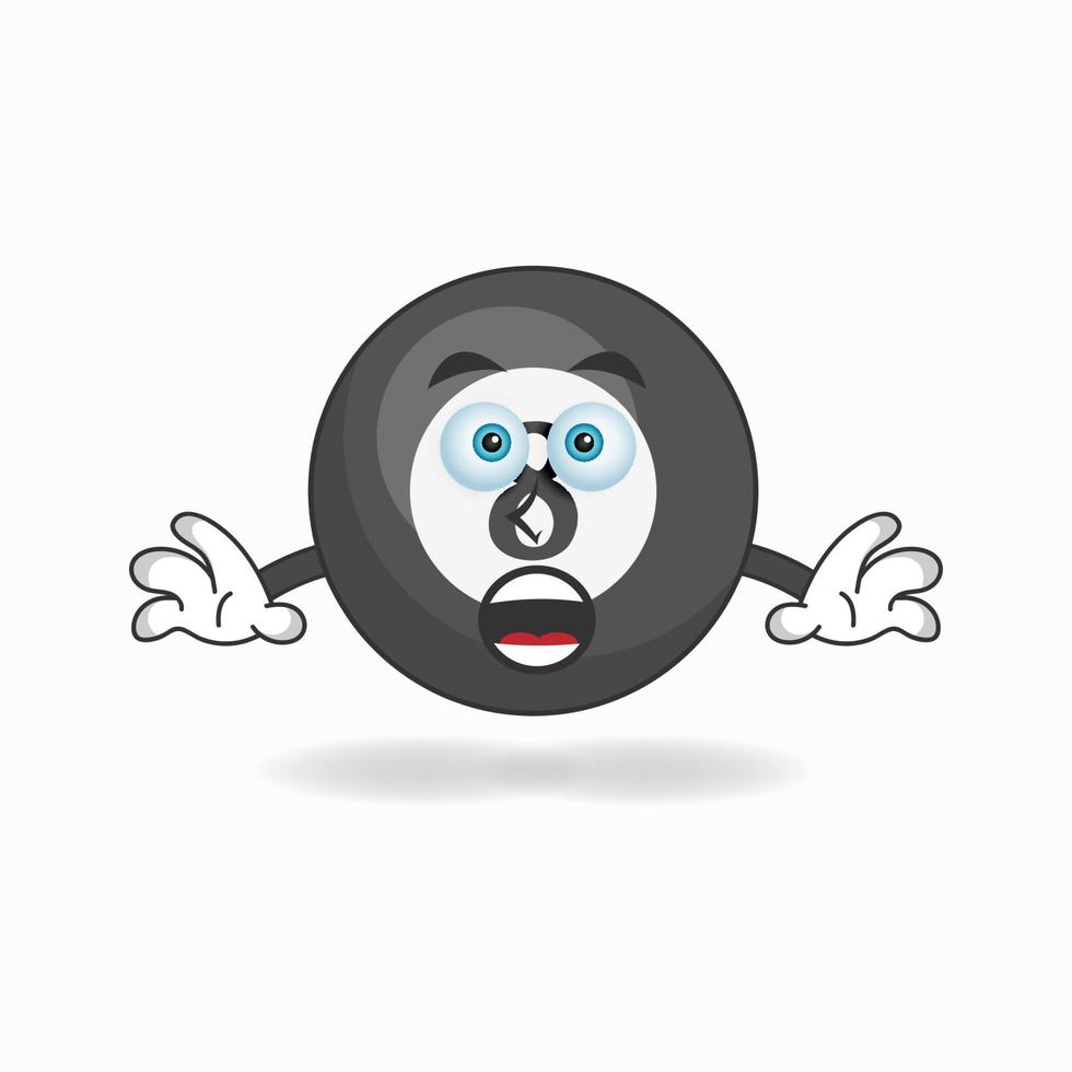 Billiard ball mascot character with shocked expression. vector illustration