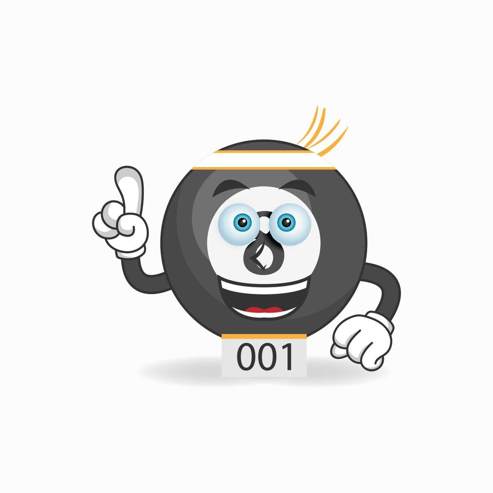 The Billiard ball mascot character becomes a running athlete. vector illustration