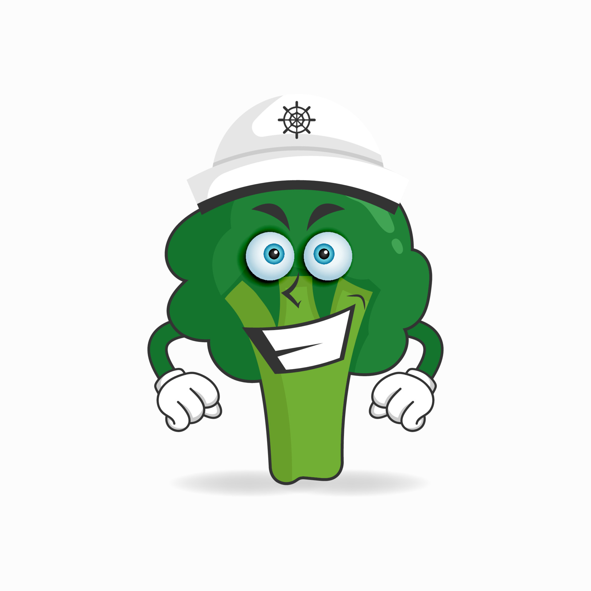 The Broccoli mascot character a captain. vector illustration