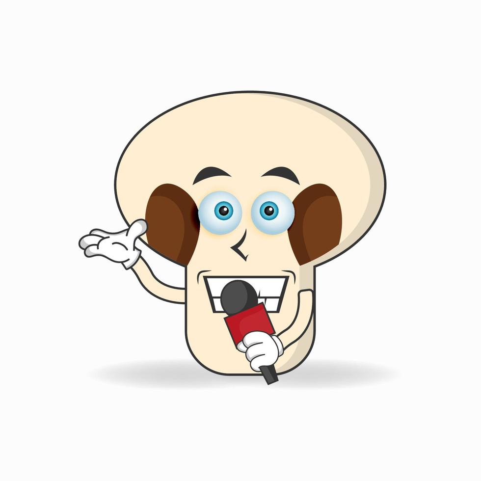 The mushrooms mascot character becomes a host. vector illustration