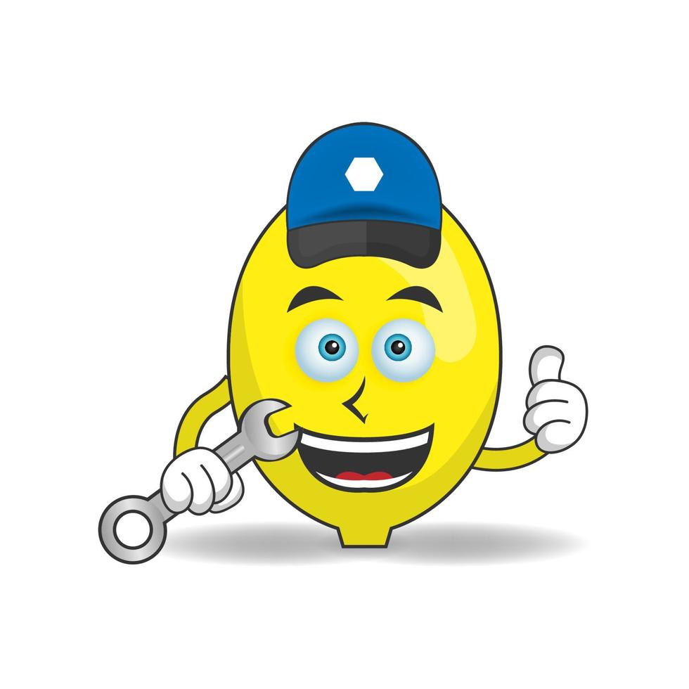 The Lemon mascot character becomes a mechanic. vector illustration