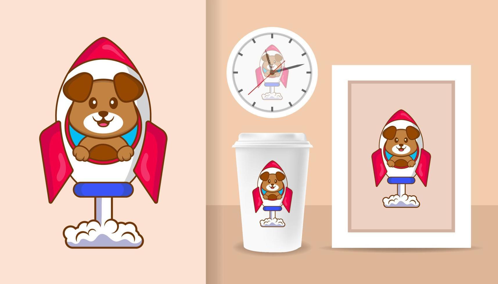 Cute dog cartoon character. Prints on T-shirts, sweatshirts, cases for mobile phones, souvenirs. Isolated vector illustration.