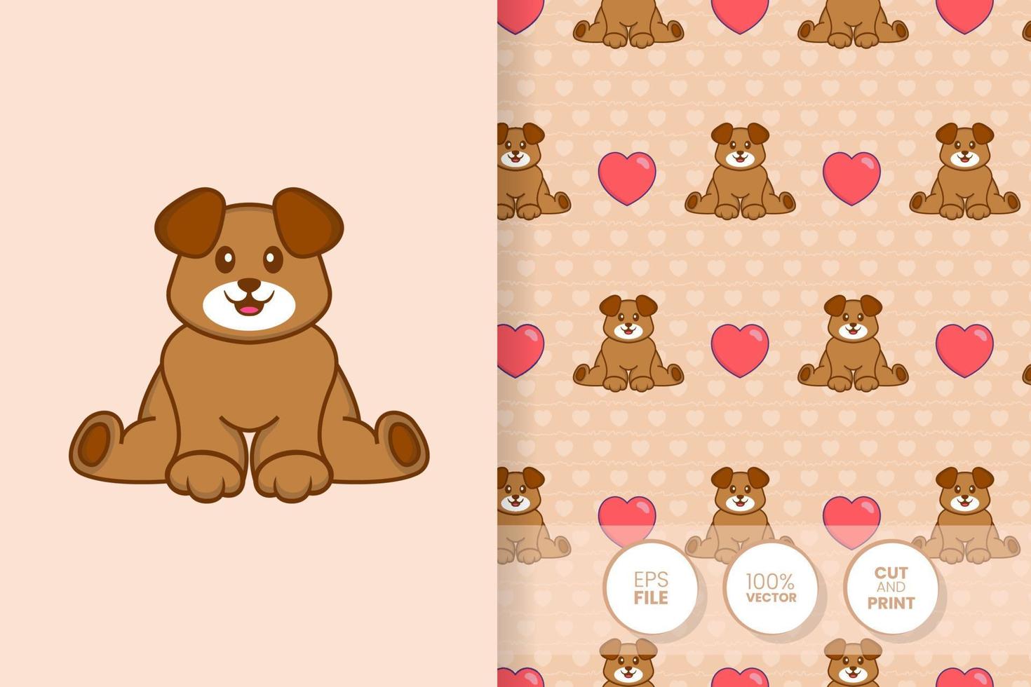 Cute dog cartoon character. seamless pattern background. vector