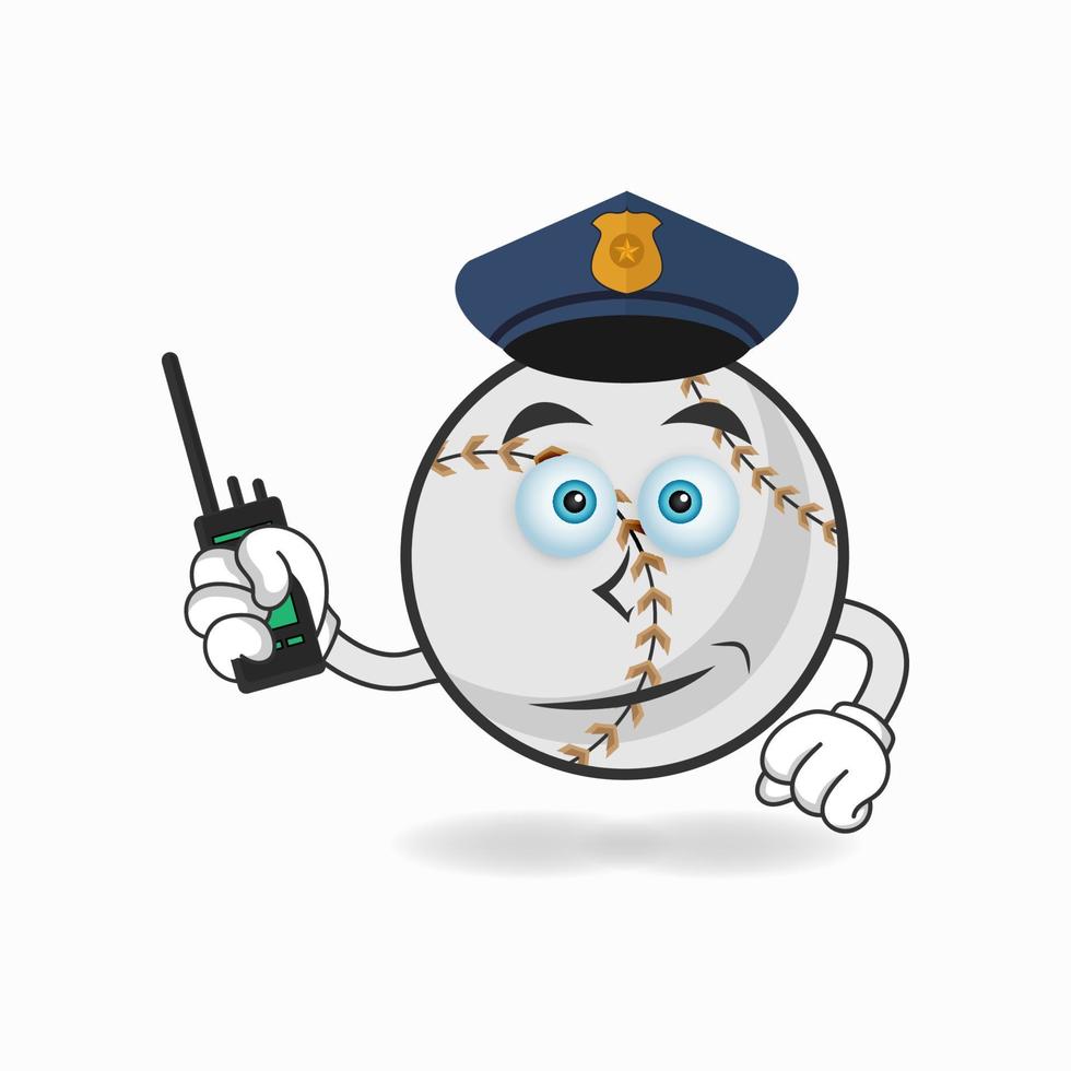 The Baseball mascot character becomes a policeman. vector illustration