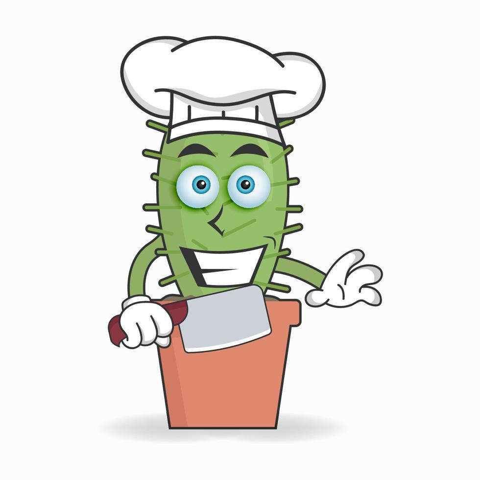 The Cactus mascot character becomes a chef. vector illustration