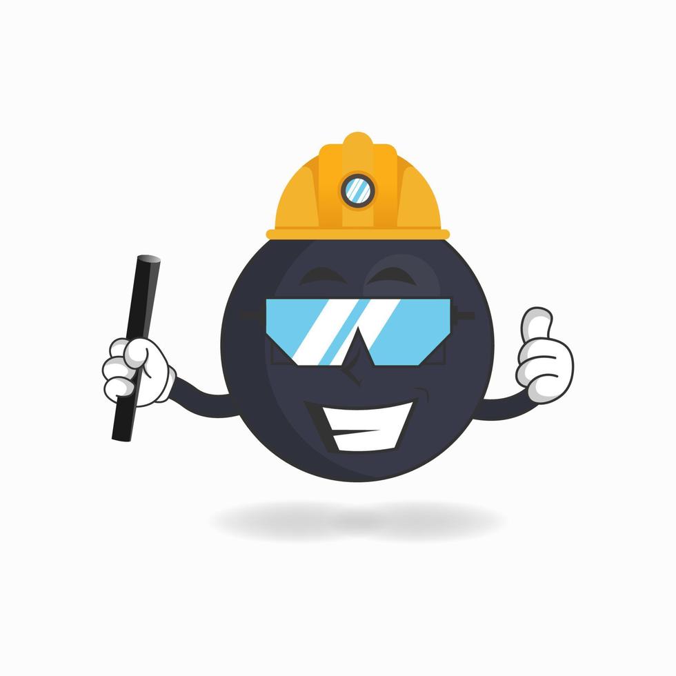 The Boom mascot character becomes a mining officer. vector illustration