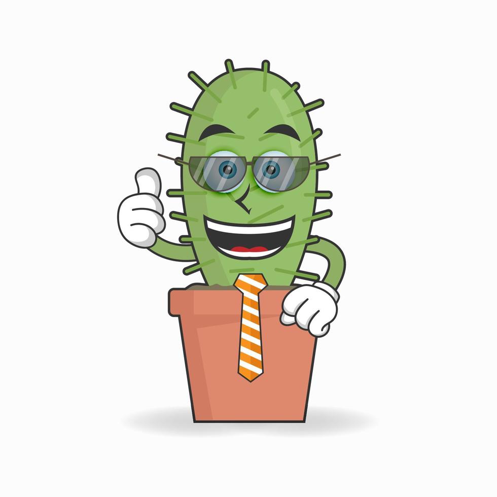 The Cactus mascot character becomes a businessman. vector illustration