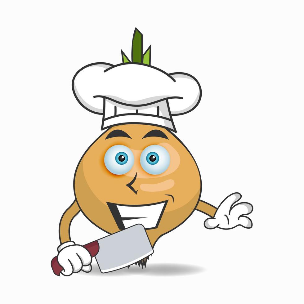 el personaje de la mascota de la cebolla se convierte en chef. ilustración vectorial vector