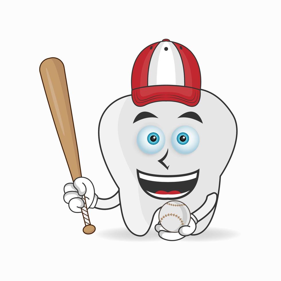 Tooth mascot character with Tooth playing gear. vector illustration