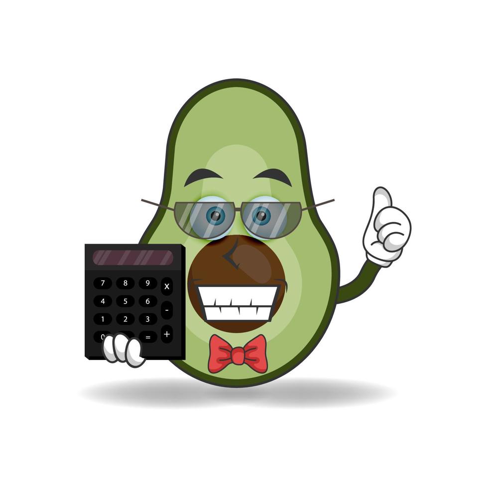 The Avocado mascot character becomes an accountant. vector illustration