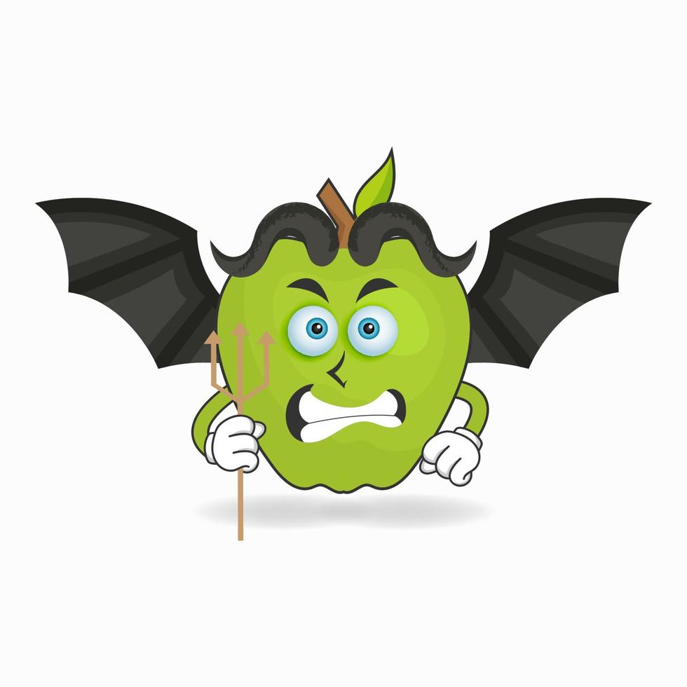 The Apple mascot character becomes a devil. vector illustration