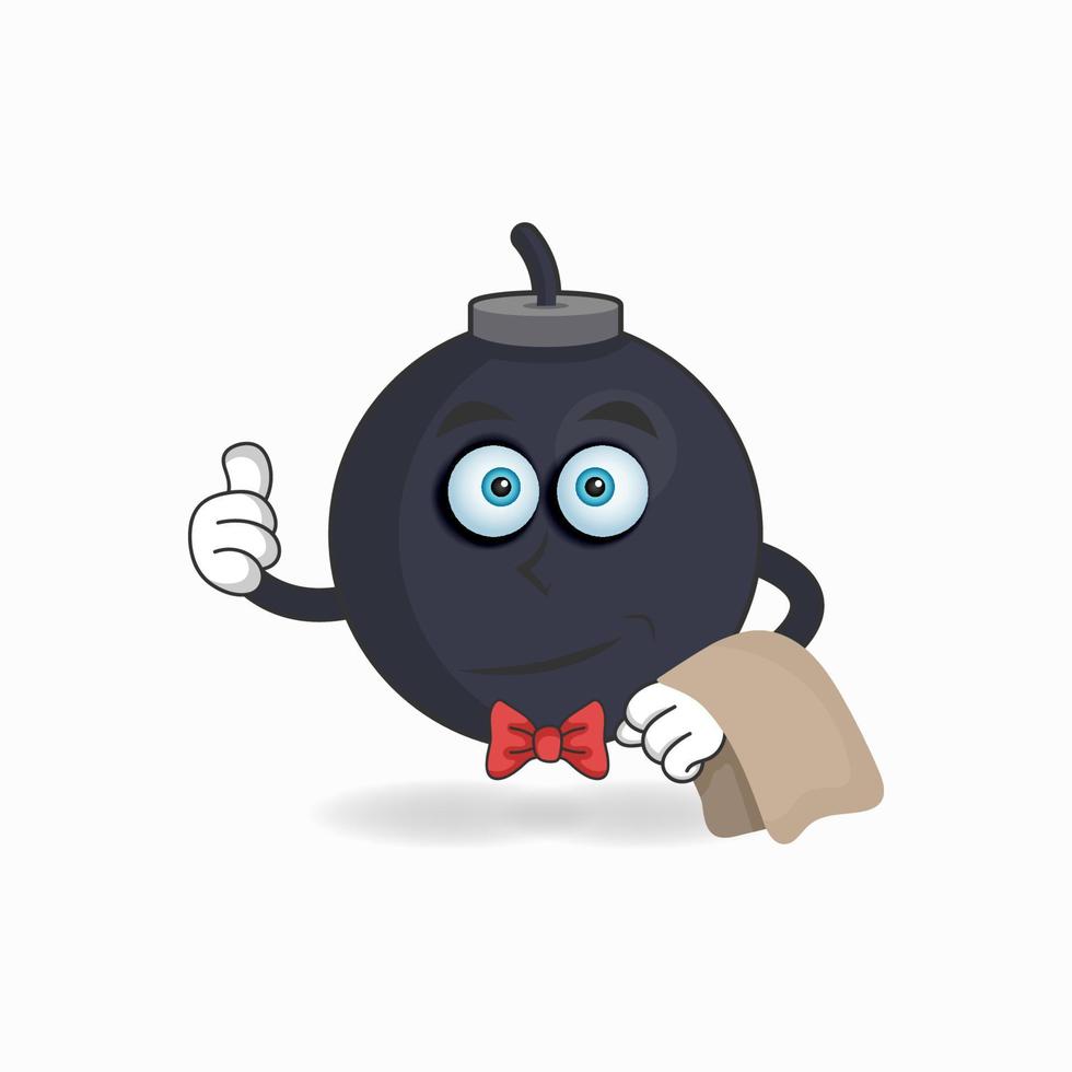 The Boom mascot character becomes waiters. vector illustration