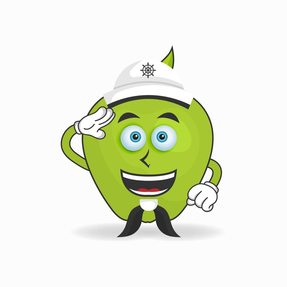 The Apple mascot character becomes a sailor. vector illustration