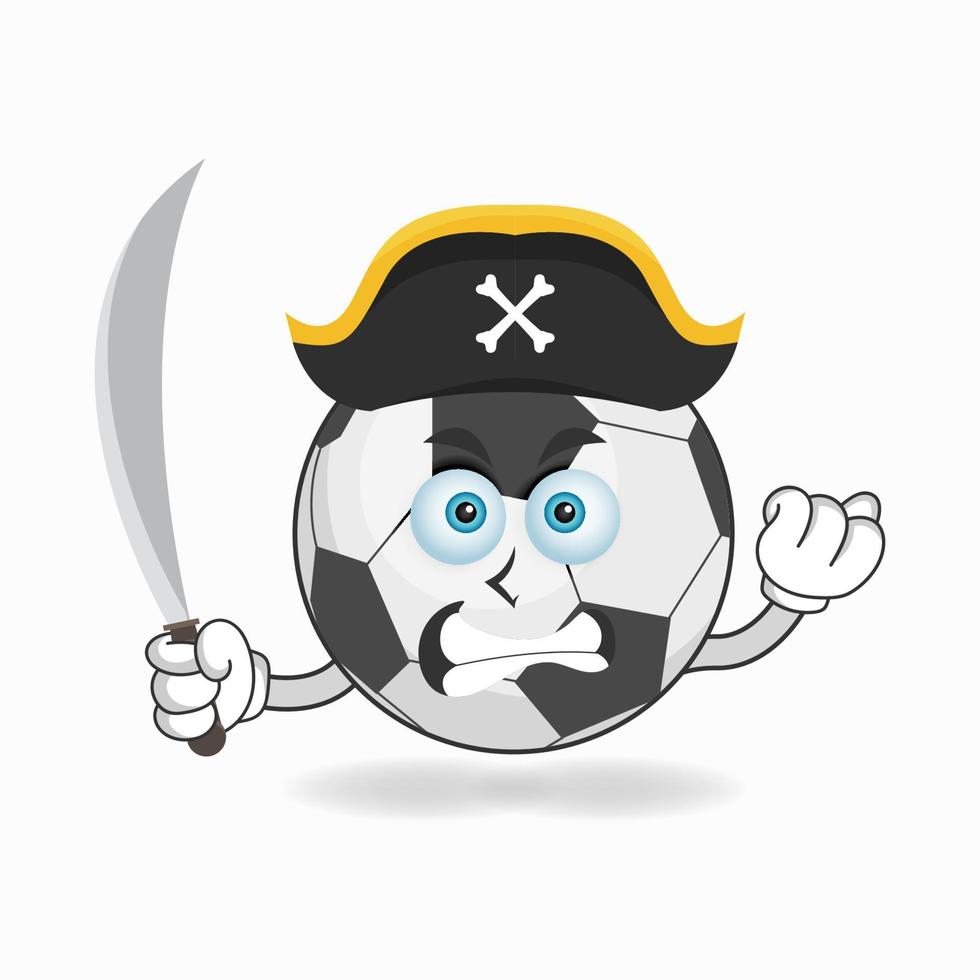 The Soccer Ball mascot character becomes a pirate. vector illustration