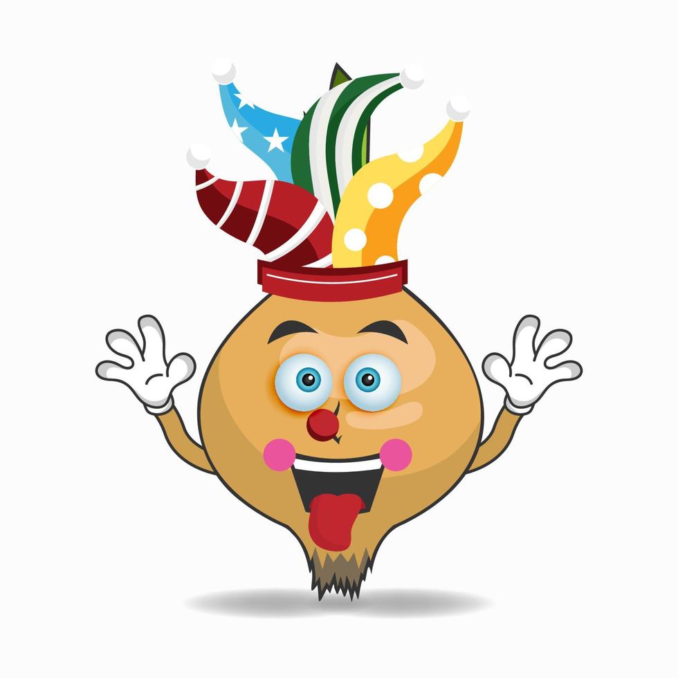 The Onion mascot character becomes a clown. vector illustration