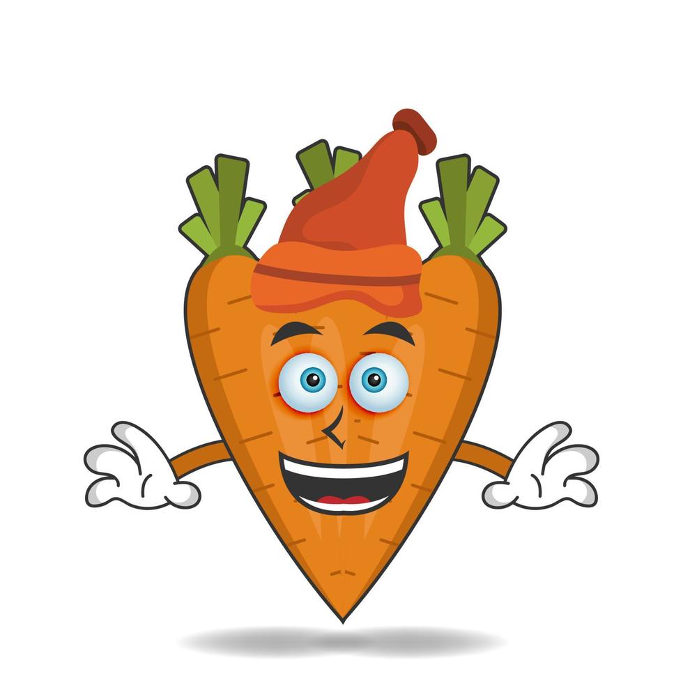 The Carrot mascot character wearing a hat. vector illustration