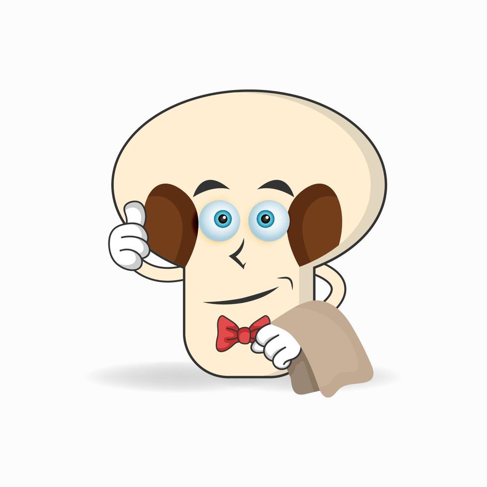 The mushrooms mascot character becomes waiters. vector illustration