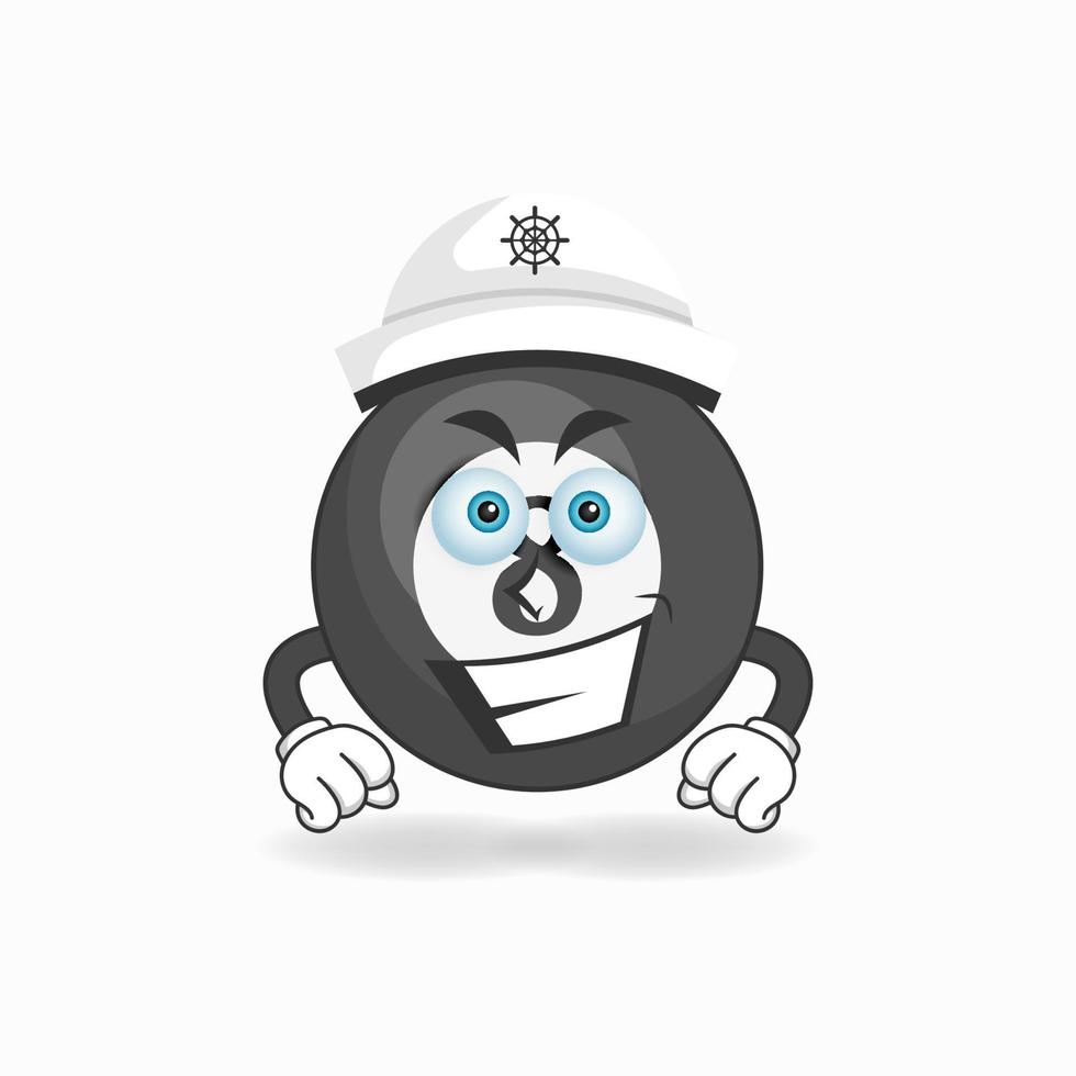 The Billiard ball mascot character becomes a captain. vector illustration