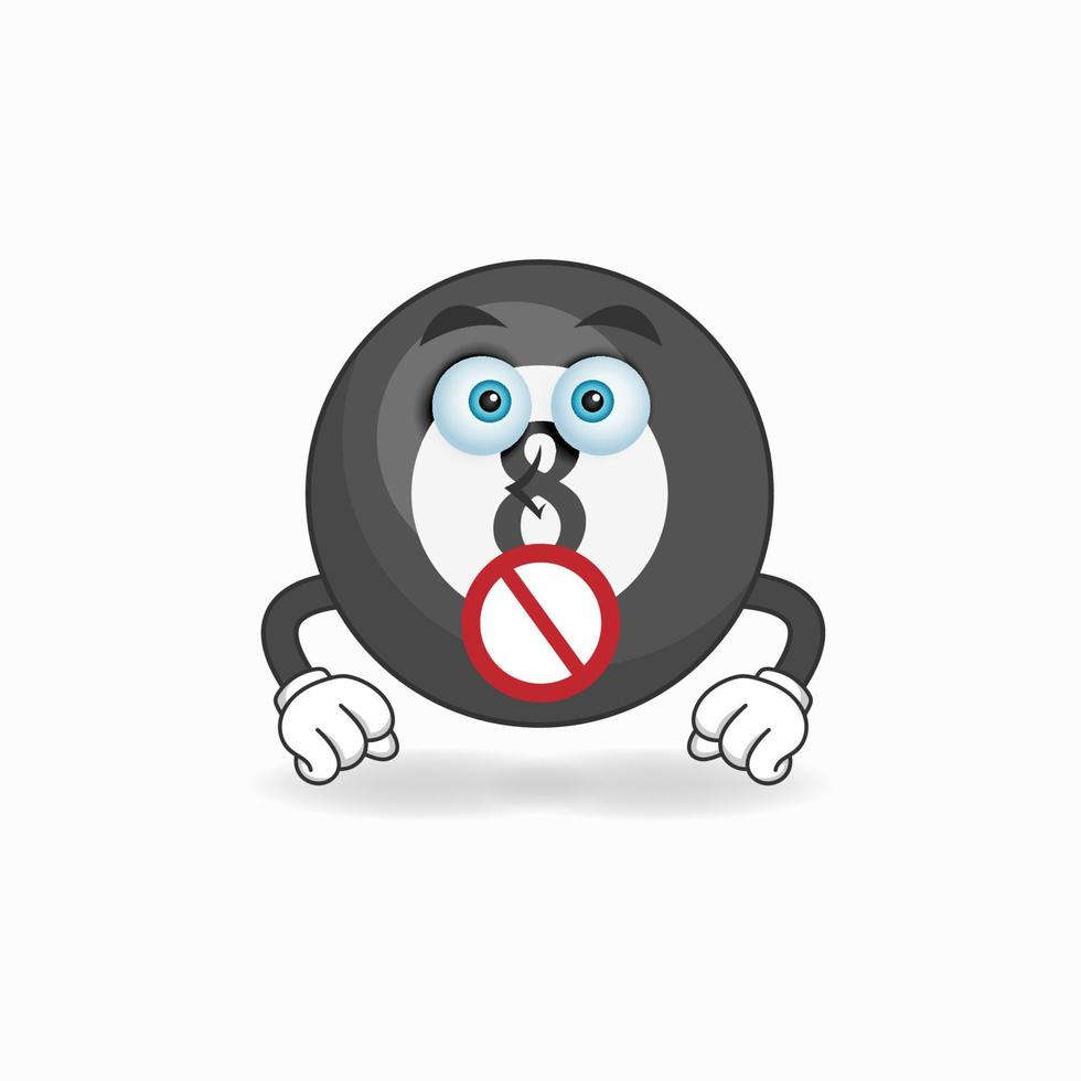 The Billiard ball mascot character with a speechless expression. vector illustration