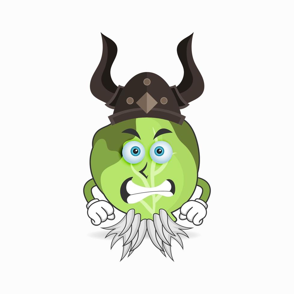 The Cabbage mascot character becomes a fighter. vector illustration