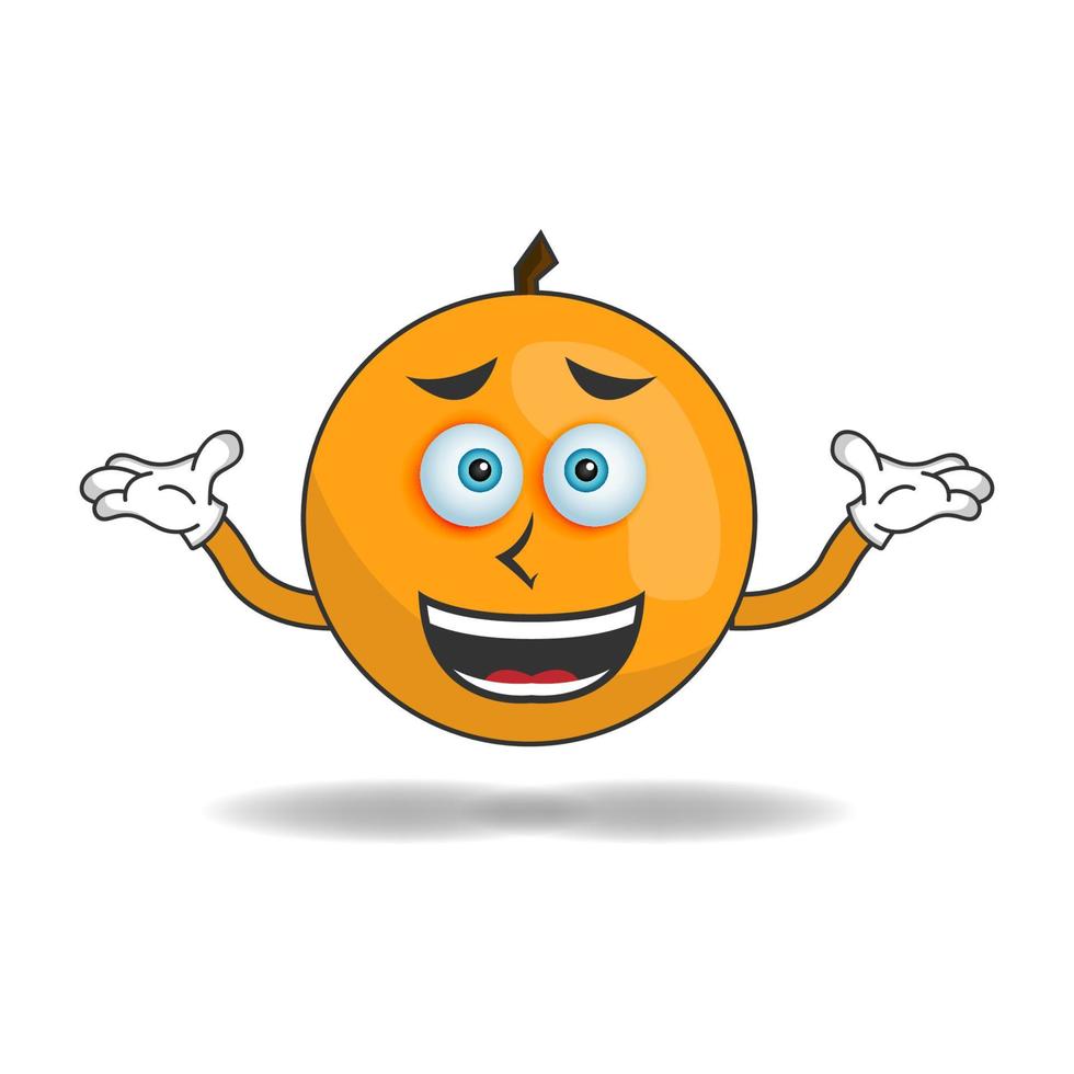 Orange mascot character with a confused expression. vector illustration