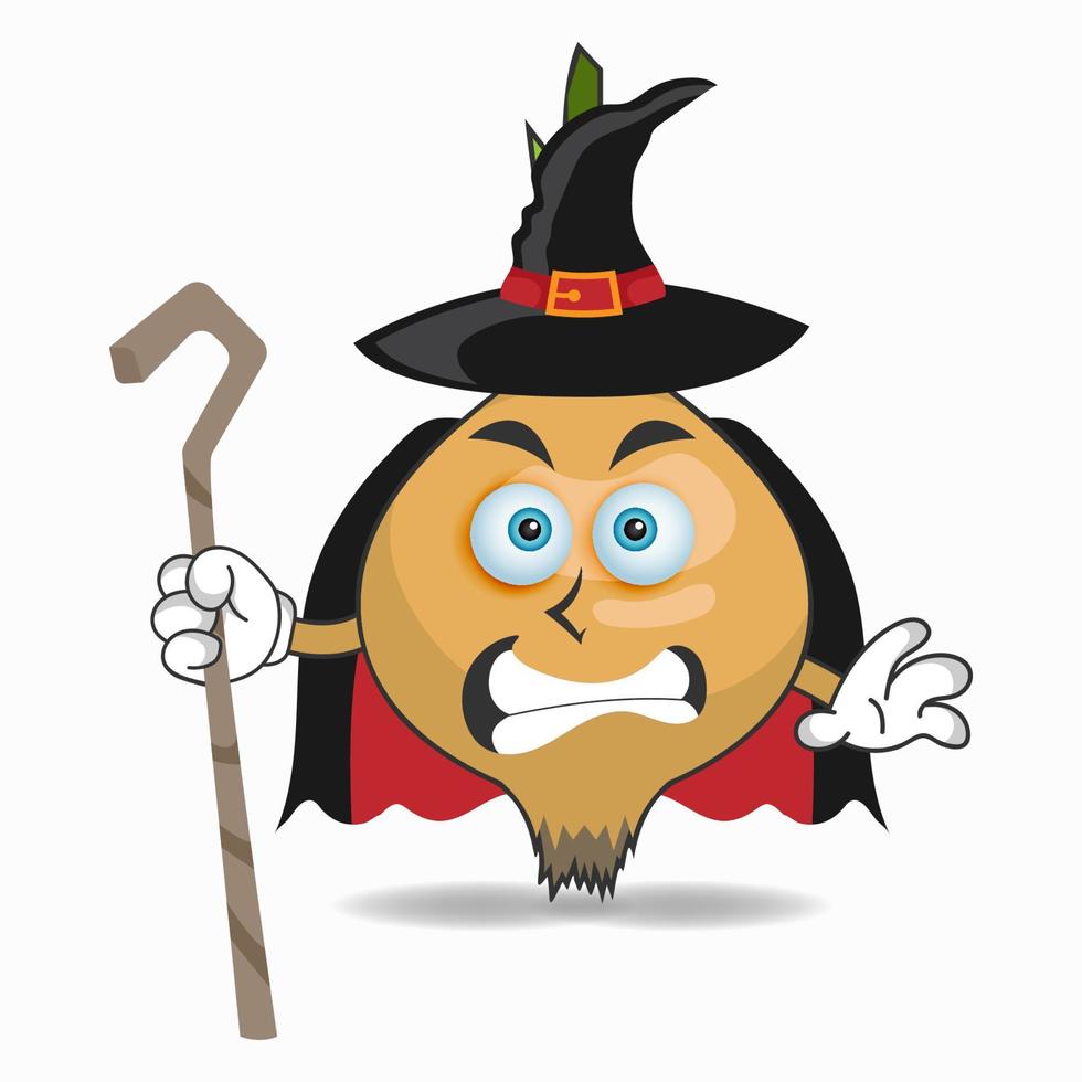 The Onion mascot character becomes a magician. vector illustration
