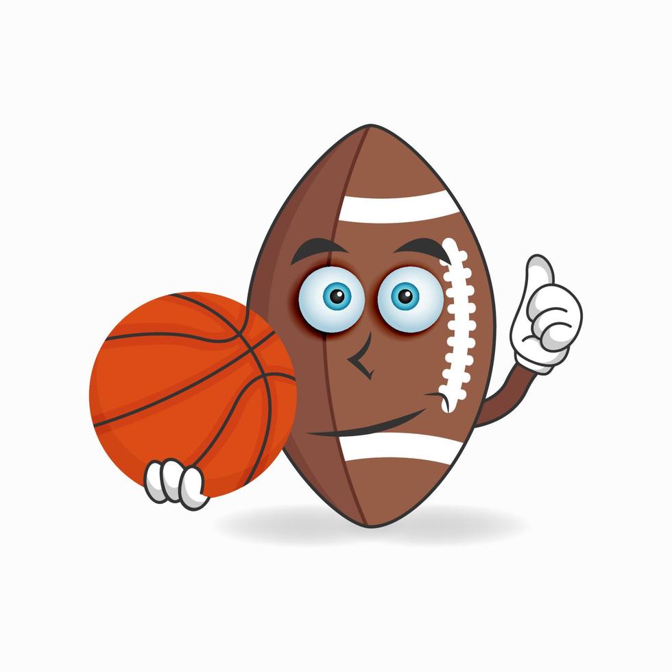 The American Football mascot character becomes a basketball player. vector illustration