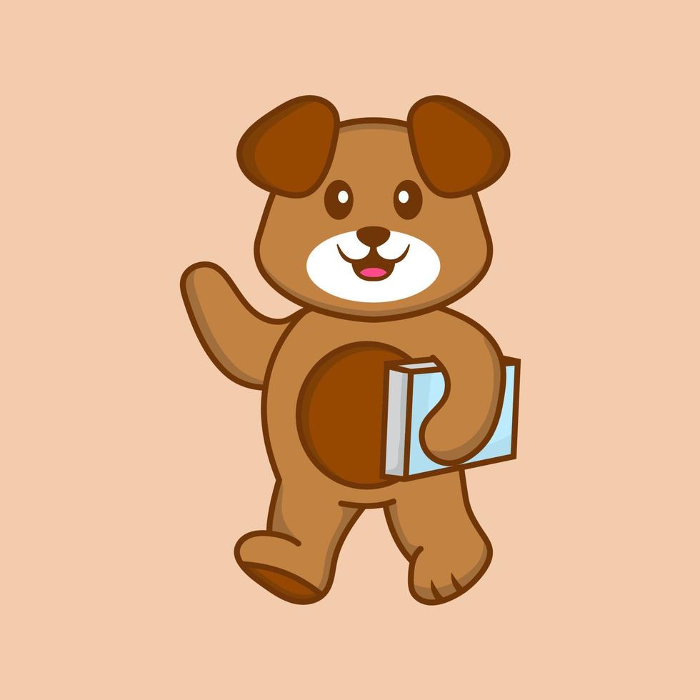 Ilustración de vector de personaje de dibujos animados de perro lindo.