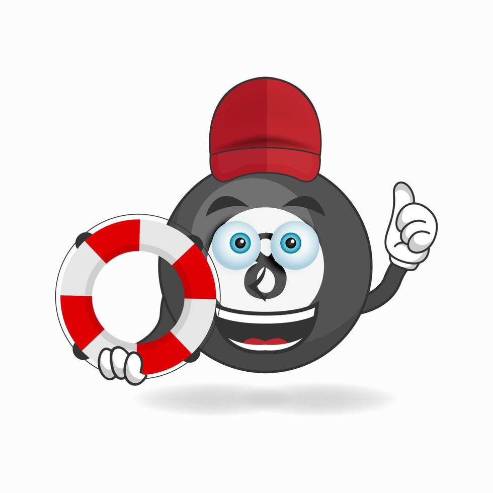 The Billiard ball mascot character becomes a lifeguard. vector illustration