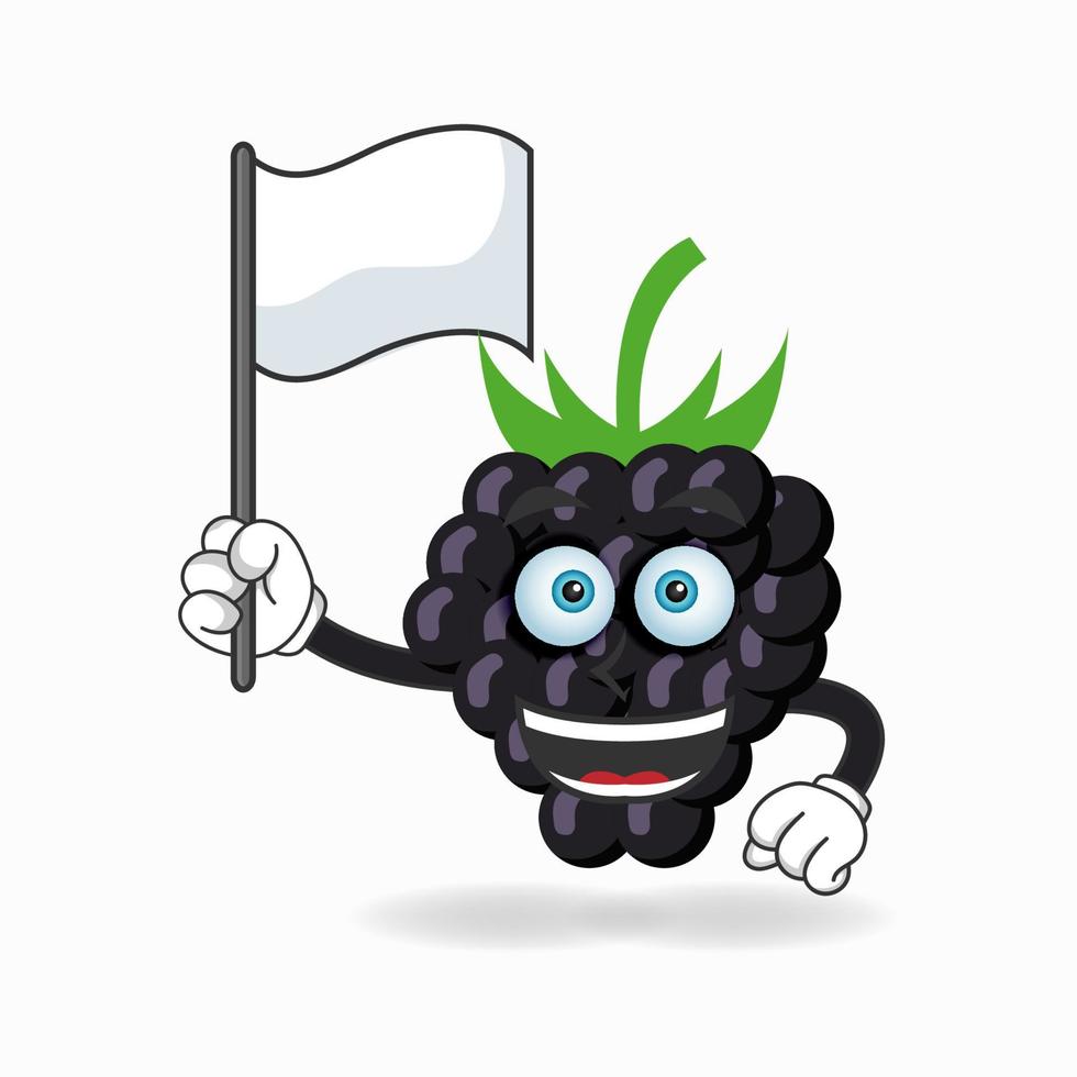 Grape mascot character holding a white flag. vector illustration
