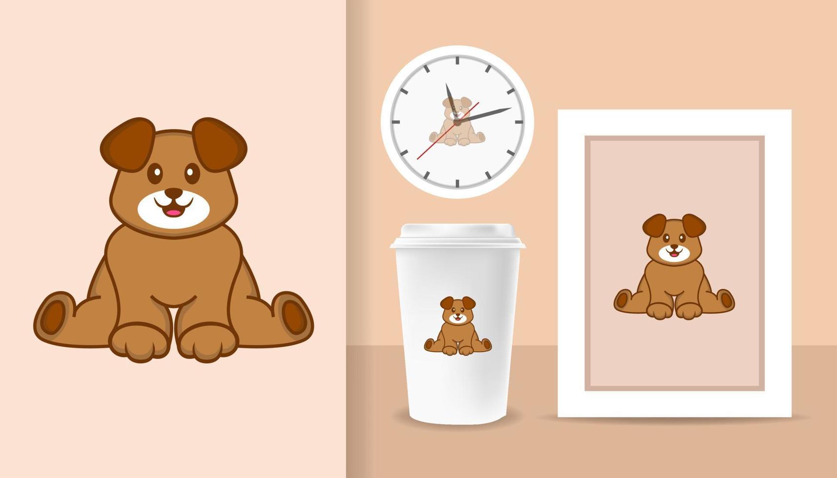 Cute dog cartoon character. Prints on T-shirts, sweatshirts, cases for mobile phones, souvenirs. Isolated vector illustration.