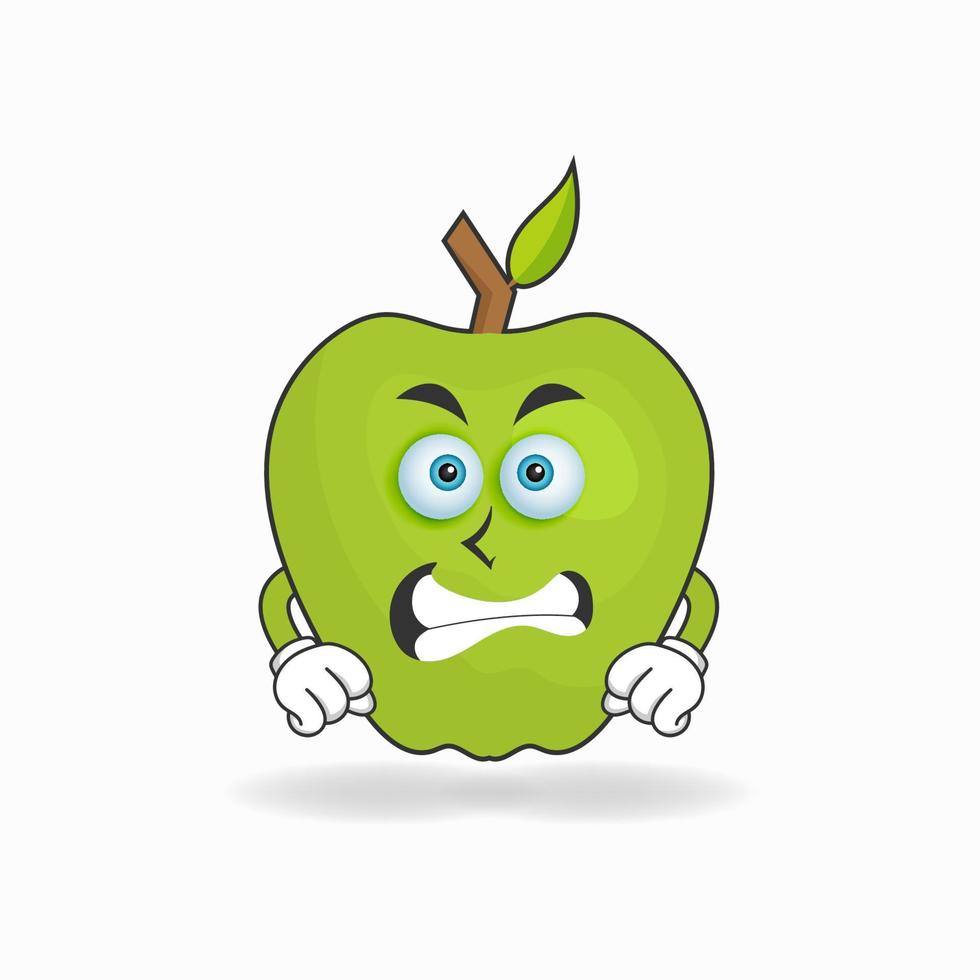 Apple mascot character with angry expression. vector illustration