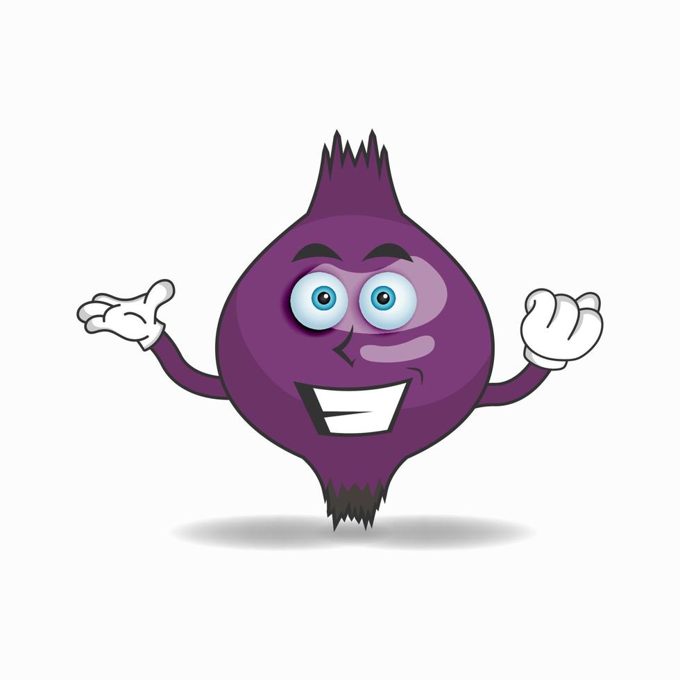 Purple onion mascot character with smile expression. vector illustration