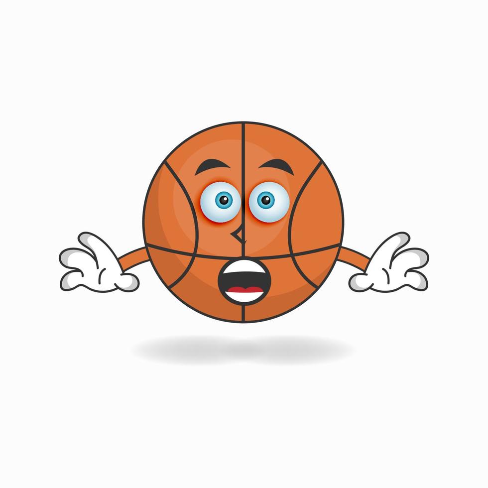 Basketball mascot character with shocked expression. vector illustration