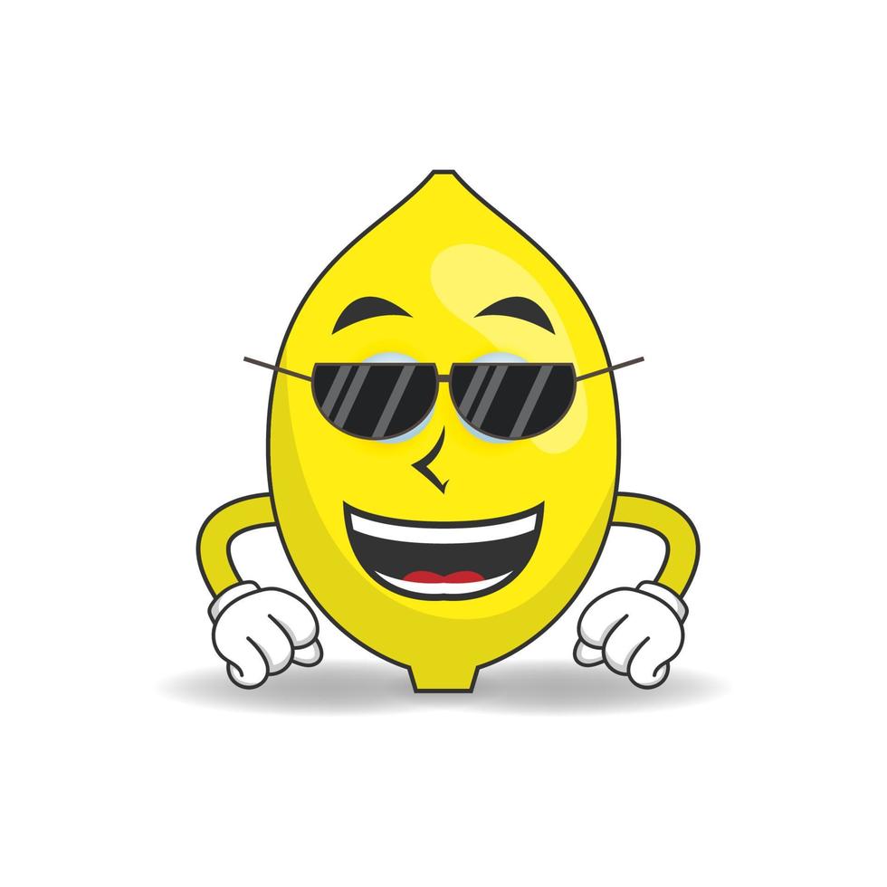 Lemon mascot character with sunglasses. vector illustration
