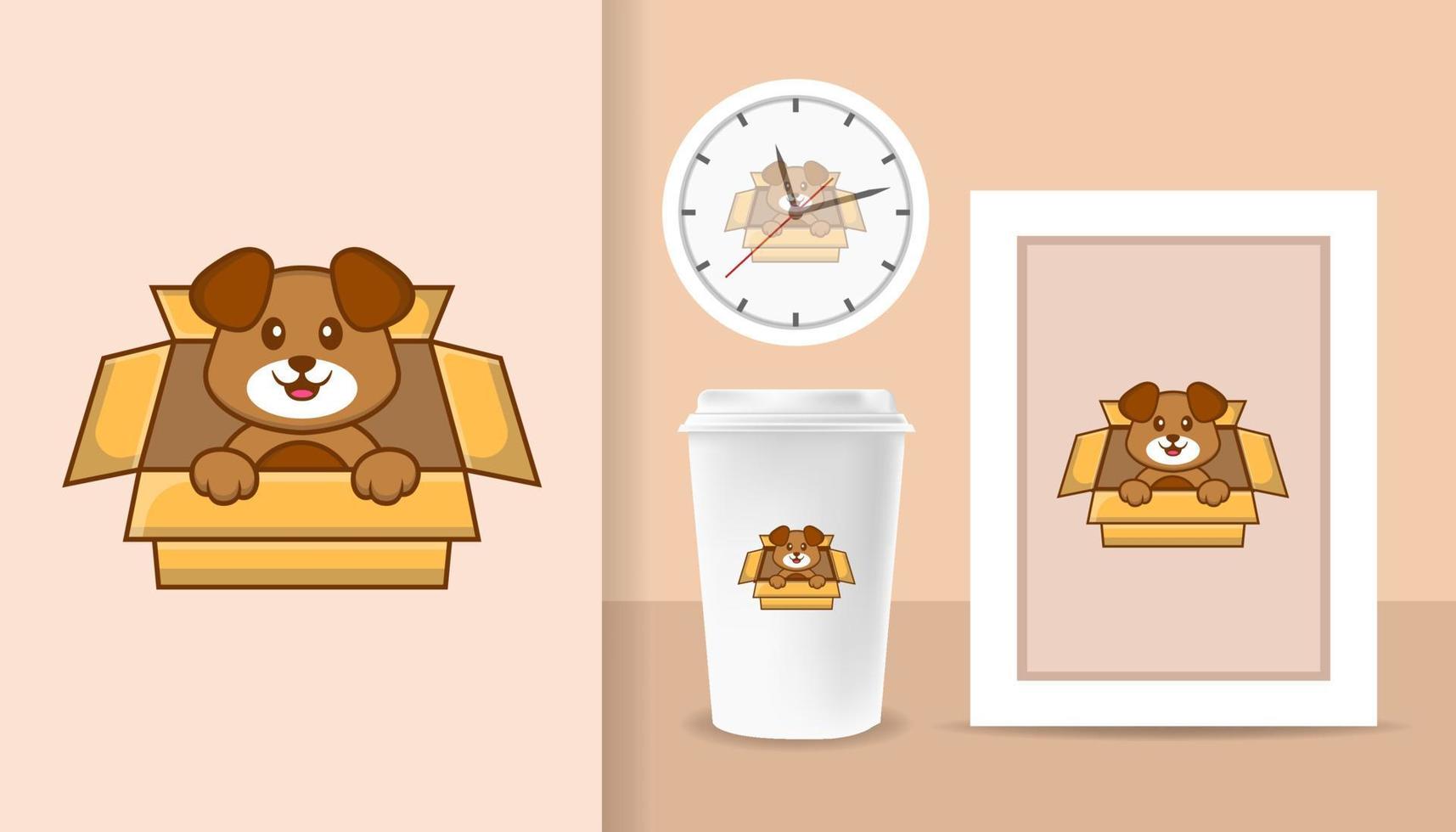 Cute dog cartoon character. Prints on T-shirts, sweatshirts, cases for mobile phones, souvenirs. Isolated vector illustration.