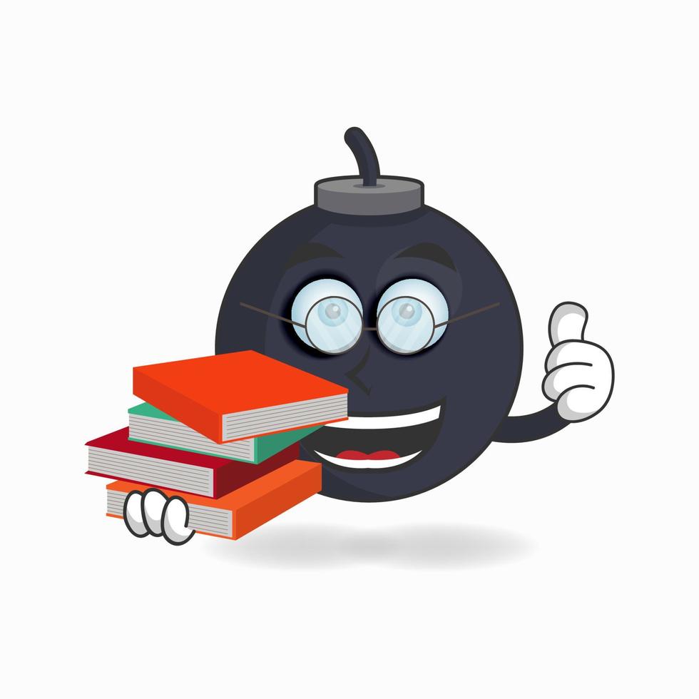 el personaje de la mascota de boom se convierte en bibliotecario. ilustración vectorial vector