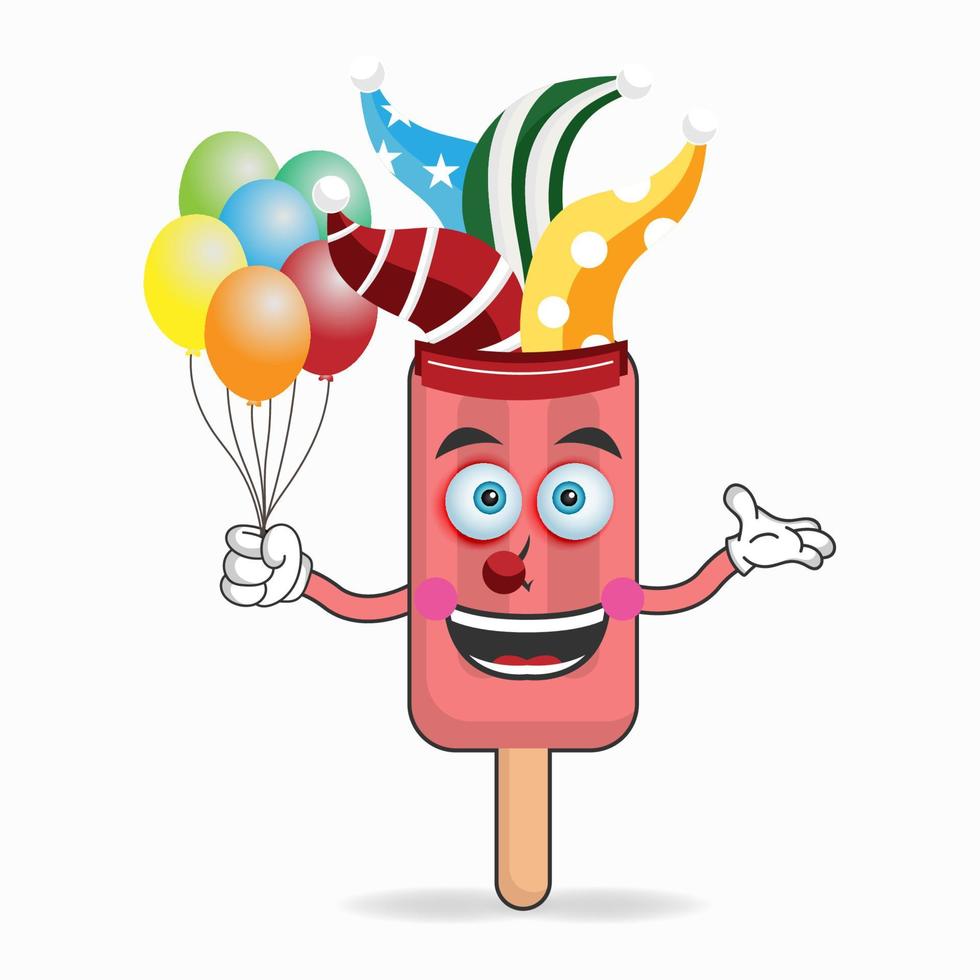 The Red Ice Cream mascot character becomes a clown. vector illustration