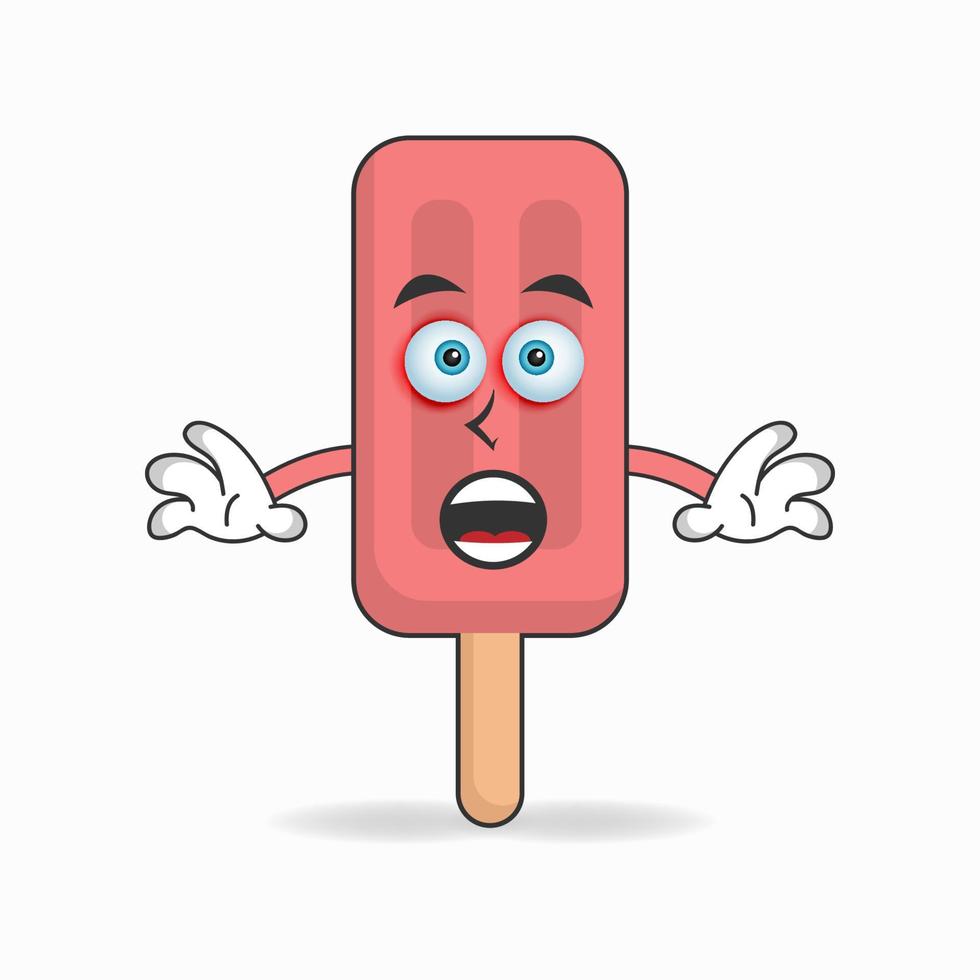 Personaje de mascota de helado rojo con expresión de sorpresa. ilustración vectorial vector