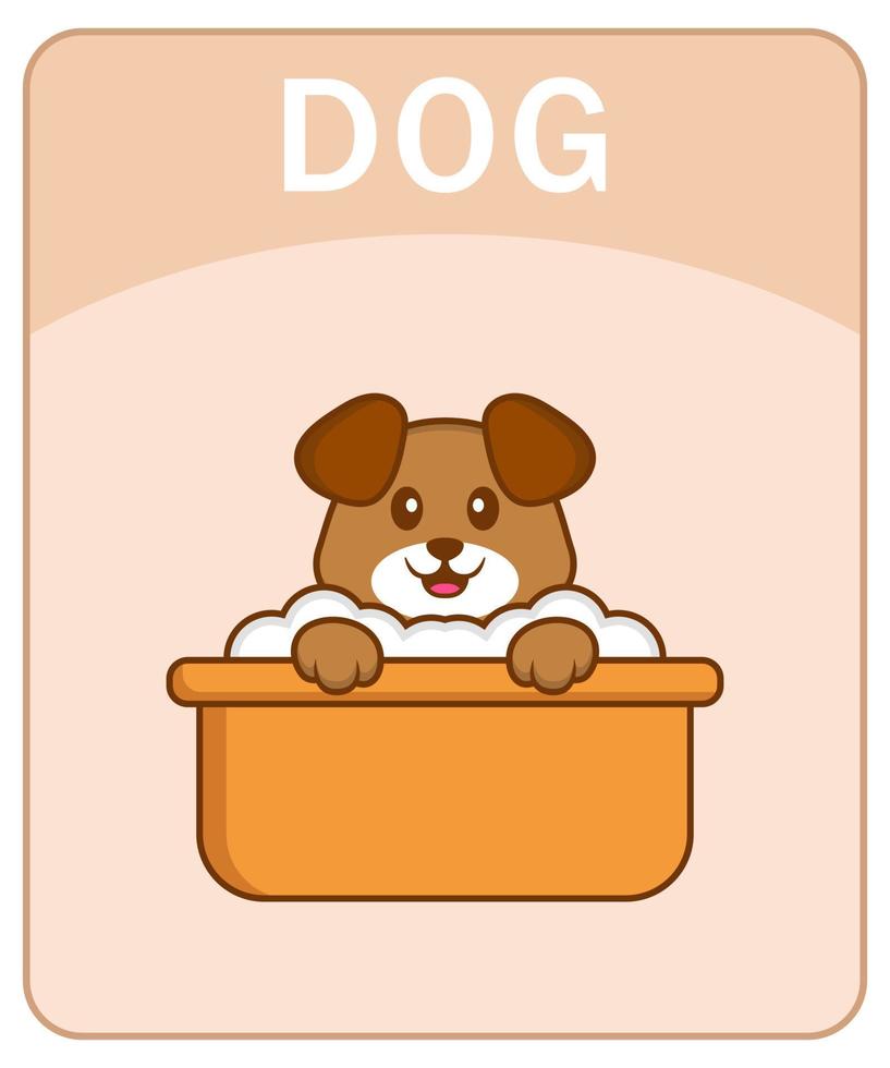 flashcard del alfabeto con personaje de dibujos animados lindo perro. vector