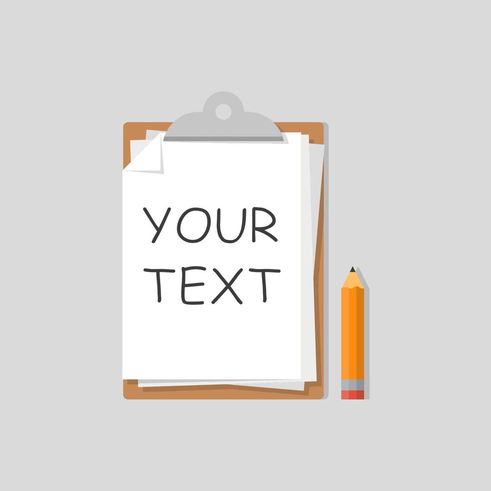 Clipboard pencil with place for your text, vector icon. Flat design