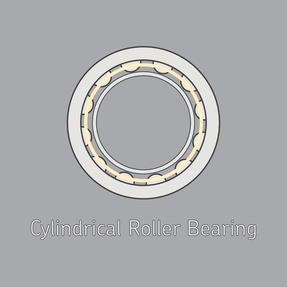 Cylindrical Roller Bearing flat design vector