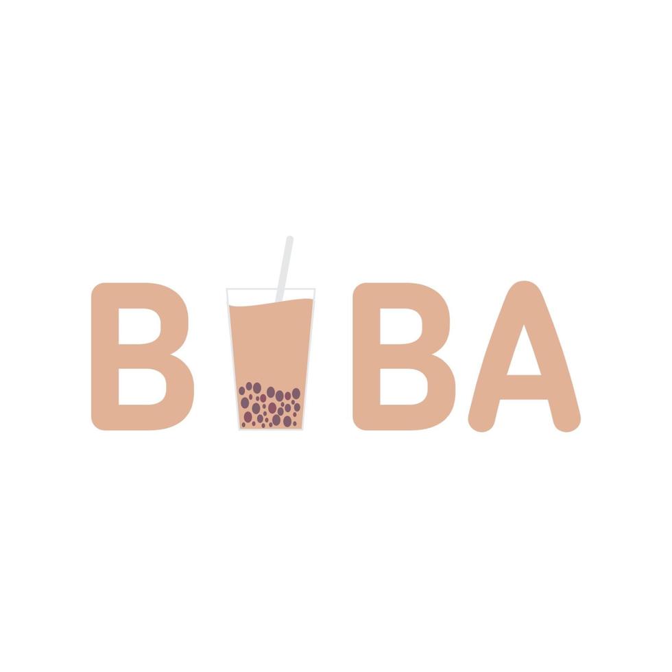 Boba bubble milk tea title vector