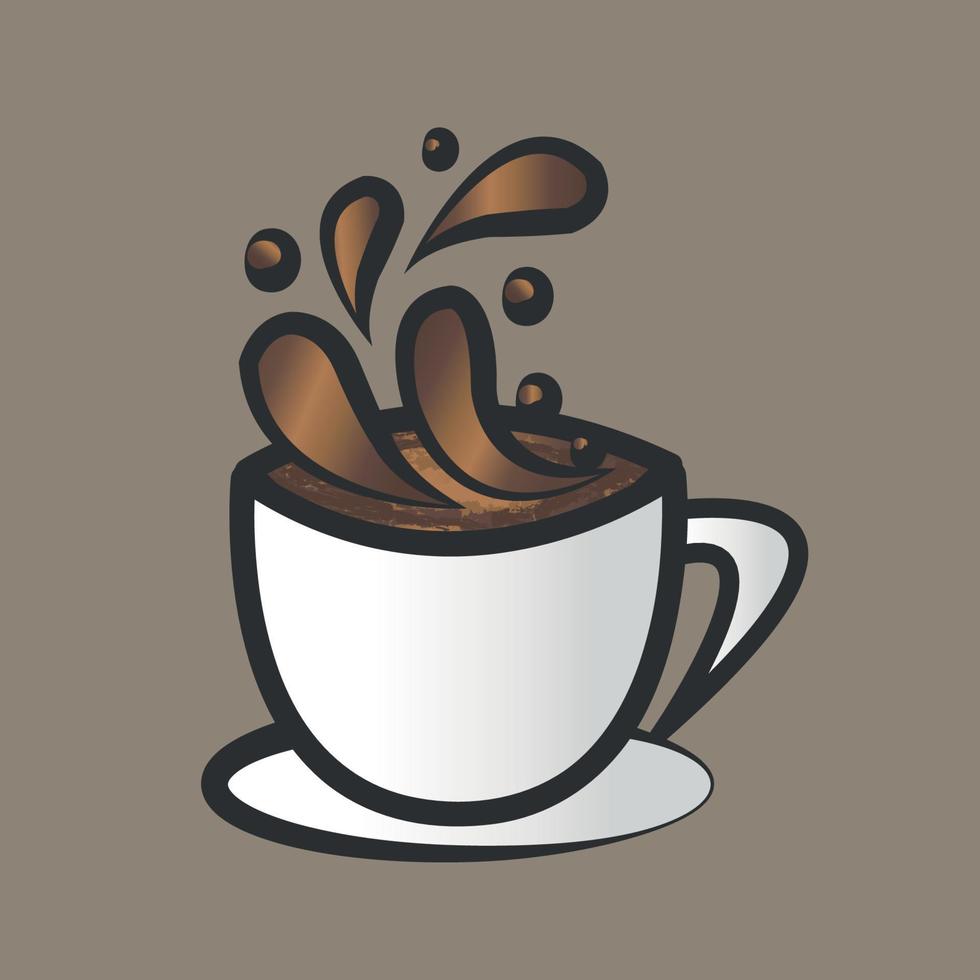 a cup of coffee or tea cafe with splattered water vector illustration